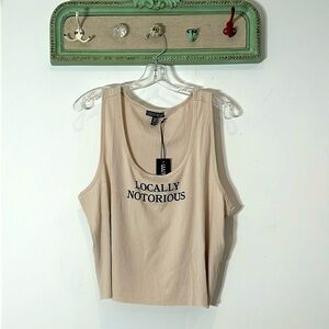 Current Mood locally notorious graphic ribbed stretch tank top cropped 3X plus